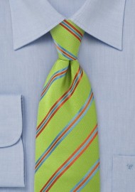 Striped Pea Green Tie