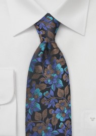 Blue and Teal Colored Floral Tie
