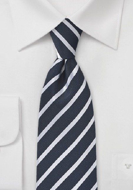 Very Deep Navy Silk Striped Tie