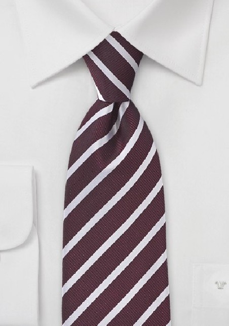Crimson Red Tie with Light Silver Stripes