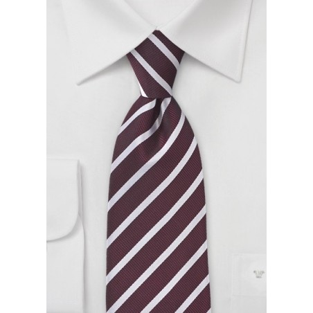 Crimson Red Tie with Light Silver Stripes