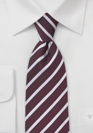 Crimson Red Tie with Light Silver Stripes