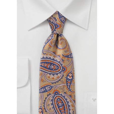 Camel Colored Paisley Silk Tie