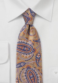 Camel Colored Paisley Silk Tie