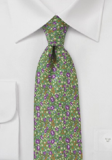 Clover Green Floral Tie