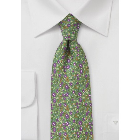 Clover Green Floral Tie