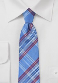 French Blue Tartan Plaid Tie