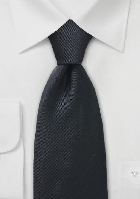 Solid Ribbed Textured Kids Tie in Black