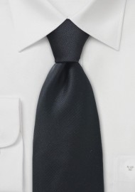 Solid Ribbed Textured XL Tie in Black