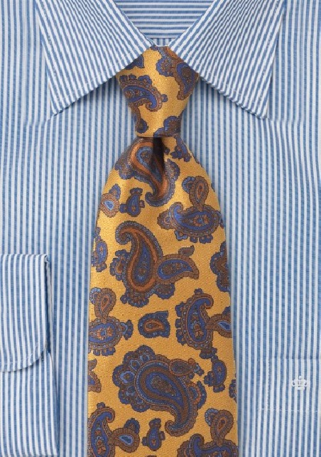 Regal Paisley in Golds and Blues