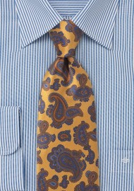 Regal Paisley in Golds and Blues
