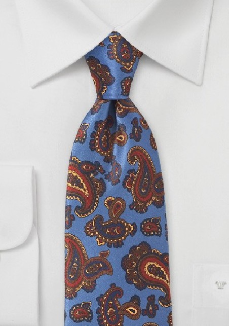 Luxury Paisley Tie in Venetian Blue