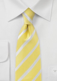 Striped and Textured Tie in Yellow and White