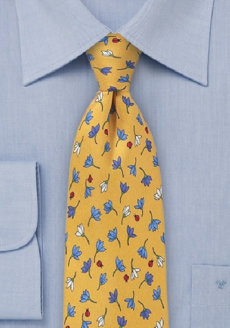 Summer Tie with Flowers and Lady Bugs