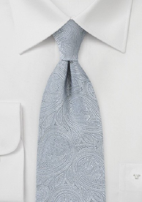 Elegant Paisley Tie in Silvers