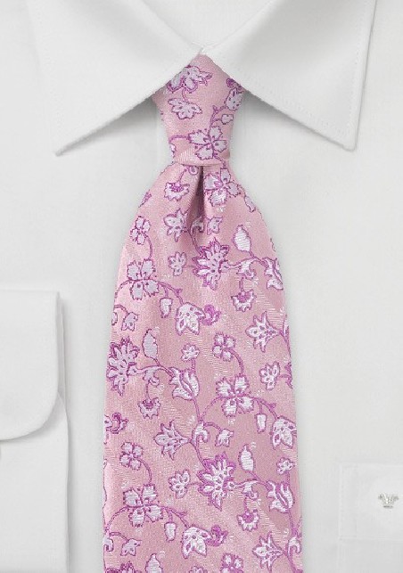 Embroidered Floral Tie in Pinks