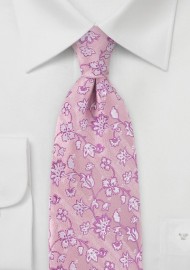 Embroidered Floral Tie in Pinks