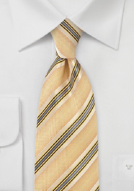 Retro Striped Tie in Yellows and Charcoals