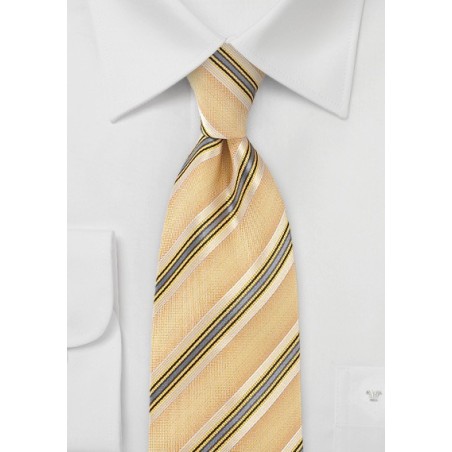 Retro Striped Tie in Yellows and Charcoals