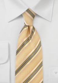Retro Striped Tie in Yellows and Charcoals