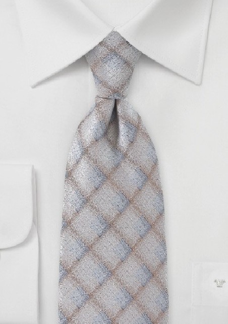 Diamond Tie in Heathered Taupes and Grays