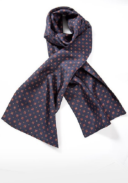 Navy Floral Silk Scarf