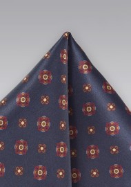 Navy Floral Pocket Square by Cantucci