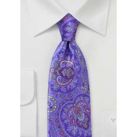 Bright Lilac Colored Paisley Silk Tie