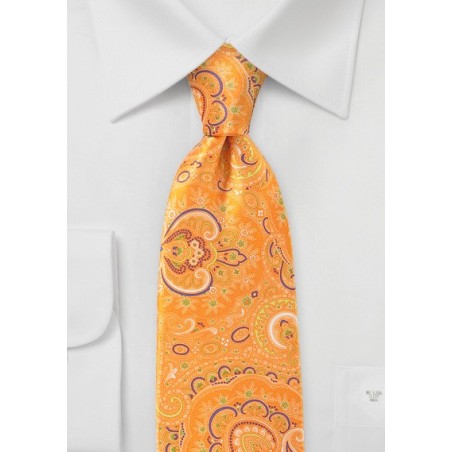 Tangerine Paisley Silk Tie
