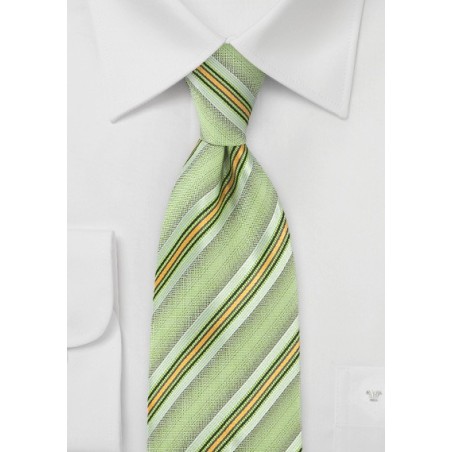 Stripe Detailed Tie in Key Lime Made from Pure Silk