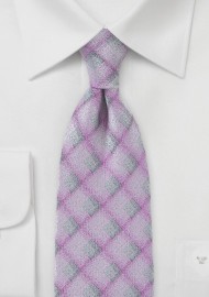 Diamond Patterned Tie in Pinks and Grays