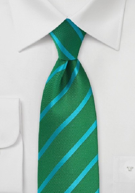 Kelly Green and Teal Striped Tie