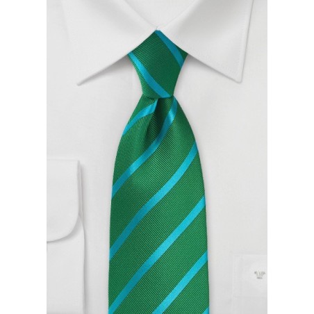 Kelly Green and Teal Striped Tie