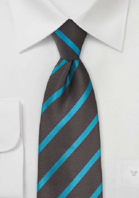 Espresso and Teal Striped Tie