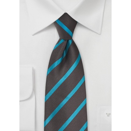 Espresso and Teal Striped Tie