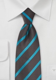 Espresso and Teal Striped Tie