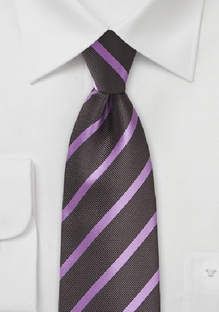 Espresso and Lavender Striped Tie
