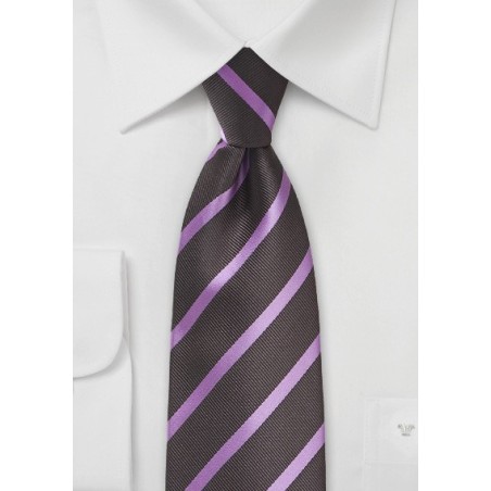 Espresso and Lavender Striped Tie