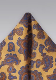 Regal Paisley Handkerchief in Vintage Gold