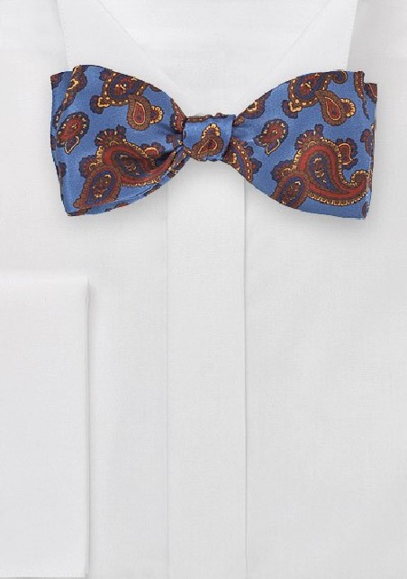 Venetian Blue Paisley Bow Tie