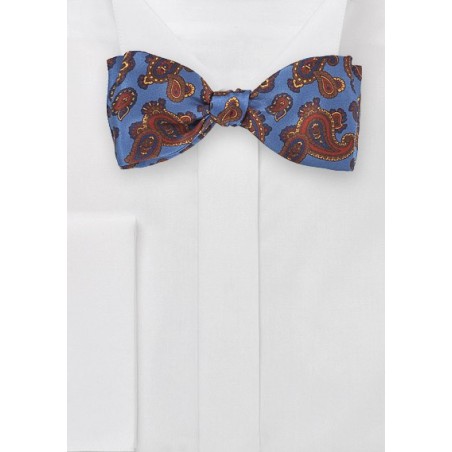 Venetian Blue Paisley Bow Tie