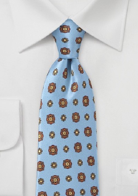 Powder Blue Floral Silk Tie