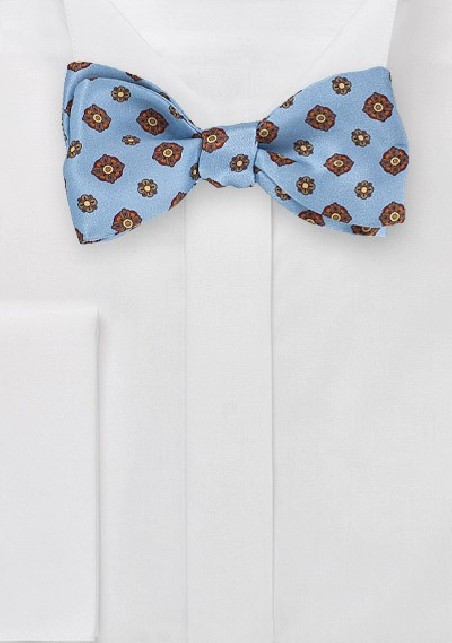Powder Blue Floral Bow Tie