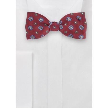 Burgundy Floral Bow Tie