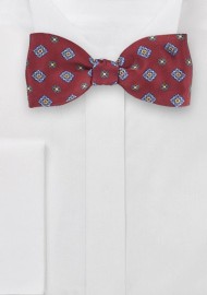 Burgundy Floral Bow Tie