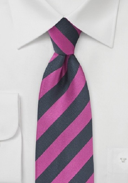 Striped Tie in Fuchsia and Navy