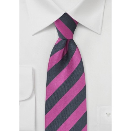 Striped Tie in Fuchsia and Navy
