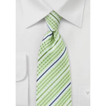 Lime Green Plaid Tie with Blue Accents