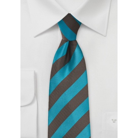 Solid Striped Tie in Teal and Espresso