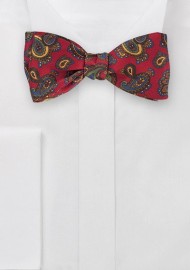 Luxe Paisley Bow Tie in Imperial Red